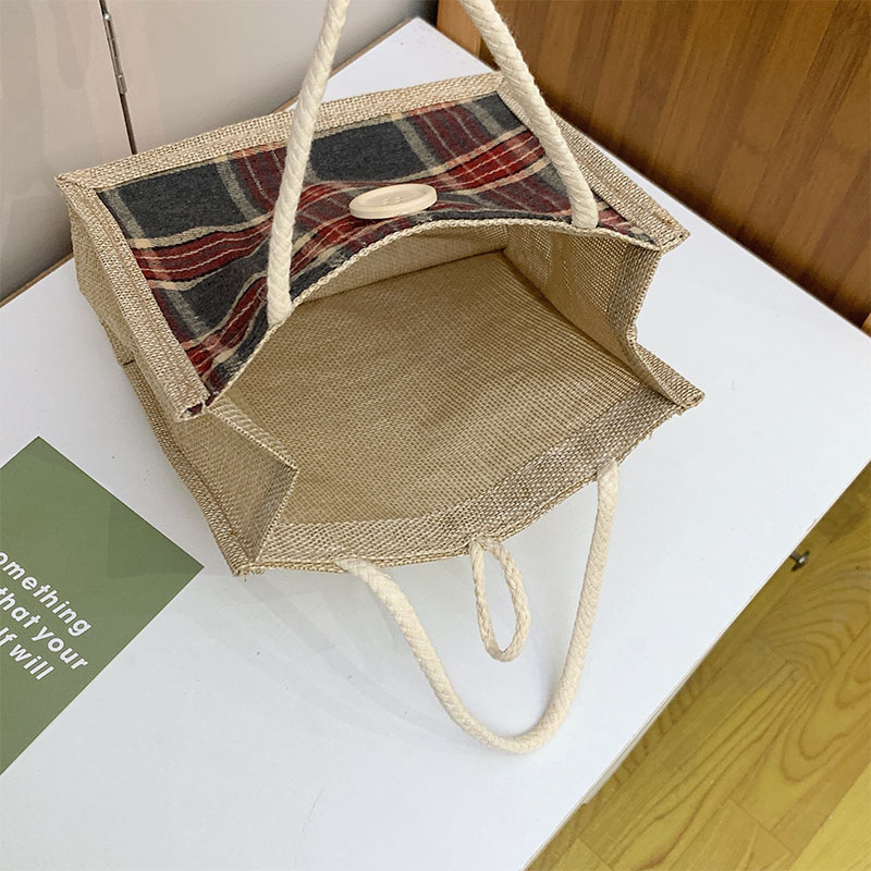 Little elite geantă de damă din pânză, pentru mers la birou, formă orizontală pătrată, deschidere cu cârlig