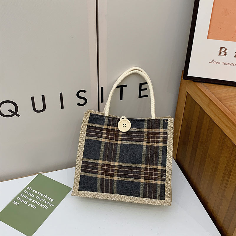 Little elite geantă de damă din pânză, pentru mers la birou, formă orizontală pătrată, deschidere cu cârlig