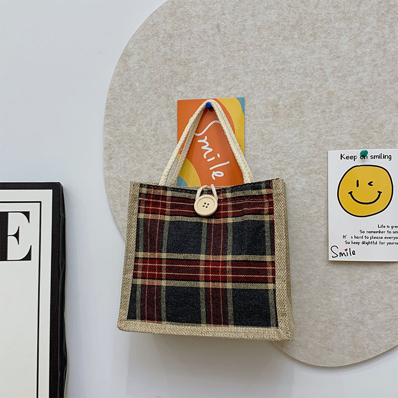 Little elite geantă de damă din pânză, pentru mers la birou, formă orizontală pătrată, deschidere cu cârlig