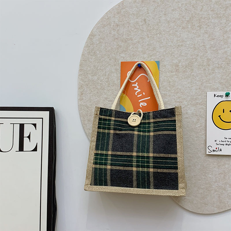 Little elite geantă de damă din pânză, pentru mers la birou, formă orizontală pătrată, deschidere cu cârlig