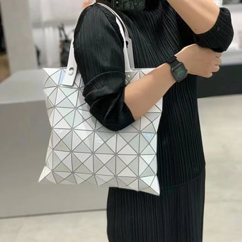 Torba za ramena — Geometrijski romboidni oblik, PVC materijal, uspravni kvadratni silueta, magnetska kopča, tajni džep sa zipom, platnena podstava