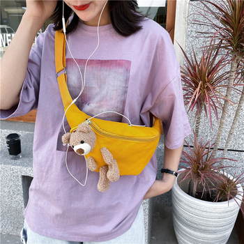 Geantă de canvas pentru femei, crossbody, formă de dumpling, buzunar interior cu fermoar, stil casual, vară 2020