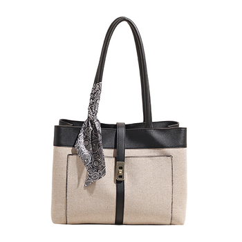 Dámska taška Tote: kórejský štýl, plátená, horizontálny štvorcový tvar, zips