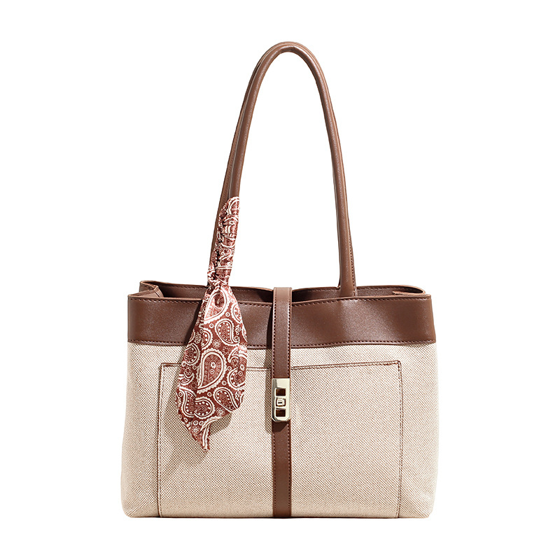 Dámska taška Tote: kórejský štýl, plátená, horizontálny štvorcový tvar, zips