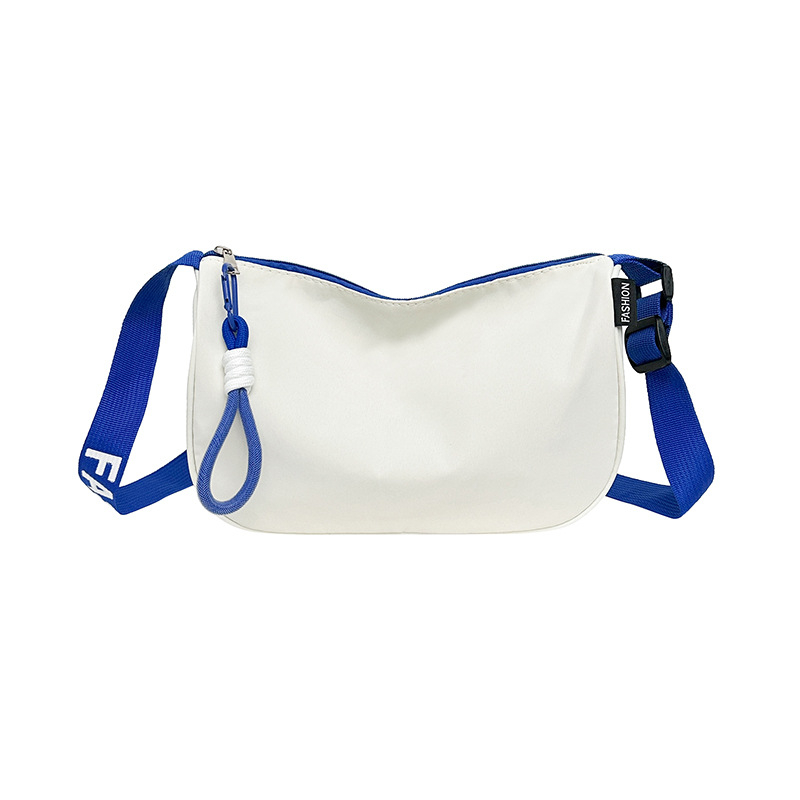 Nylonová taška cez rameno, tvar knedľa, zips, vnútorná kapsa