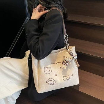 Torbica Tote od platna sa zatvaračem na zip, unisex dizajn, vodoravni kvadratni oblik, laminirani unutarnji džep s zatvaračem