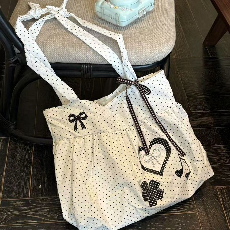 Kanvas tote torba s printom srca u bodicama, velika kapaciteta, ramena/crossbody torba, džepovi za telefon i dokumente, podstava od poliestera