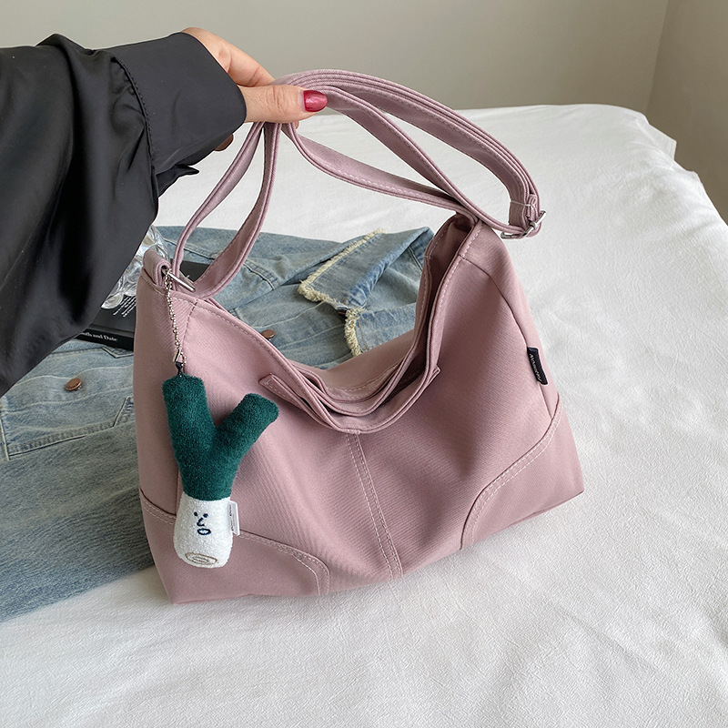 Torba za ramena velike kapacitete (nylon, uspravnan kvadratni oblik, gradski minimalistički stil, otvoren vrh, džep za telefon)