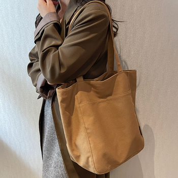 Platnena Tote torba za žene, gradski stil, podstava od poliestera, zatvarač na zip, unutarnji džep sa zip zatvaračem