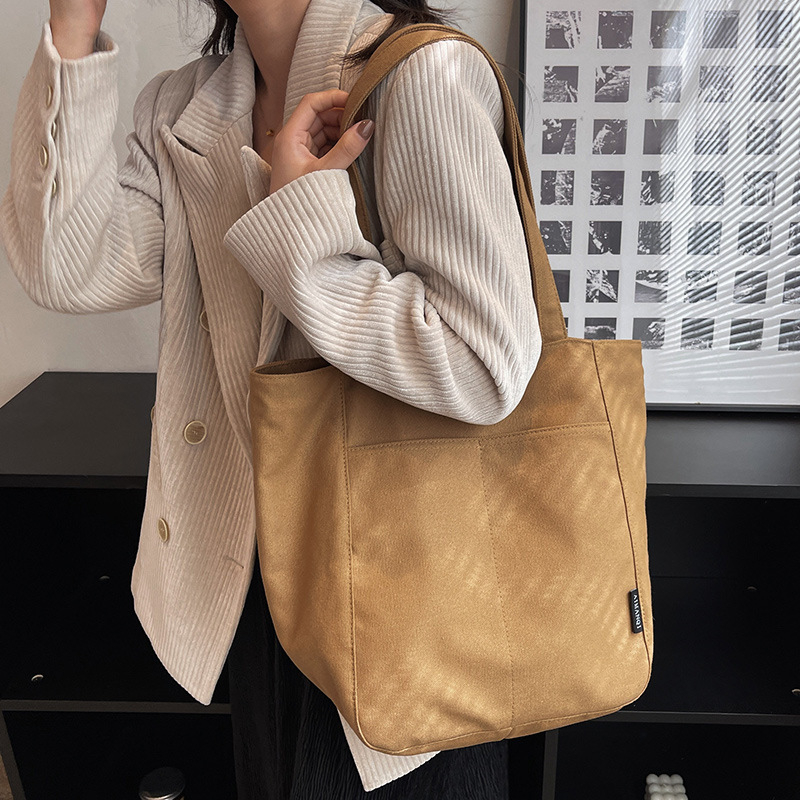Platnena Tote torba za žene, gradski stil, podstava od poliestera, zatvarač na zip, unutarnji džep sa zip zatvaračem