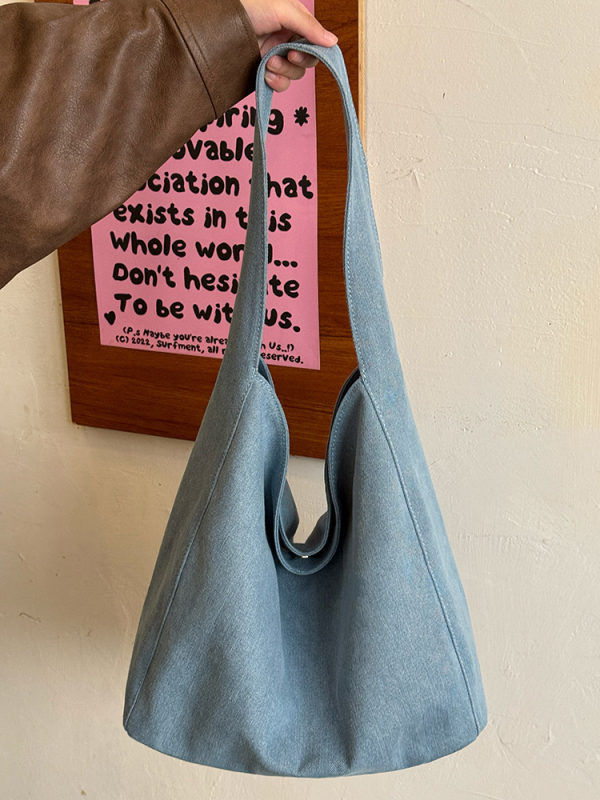 Denim tote torba s horizontalim kvadratnim oblikom, zatvarač, unutarnja džep sa zatvaračem, poliesterska podstava