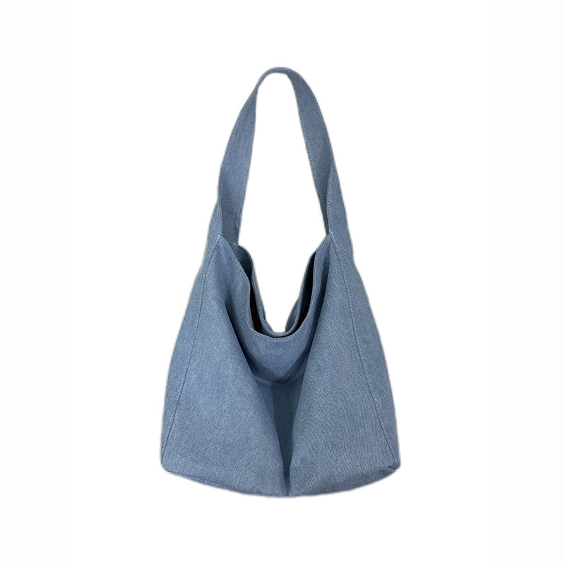 Denim tote torba s horizontalim kvadratnim oblikom, zatvarač, unutarnja džep sa zatvaračem, poliesterska podstava
