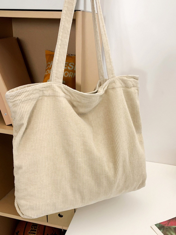 Ženska torba Velvet Corduroy Canvas – Otvoren dizajn, unutarnji laminirani džep, trodimenzionalan vanjski dio, meka tekstura, dvostruke naramenice