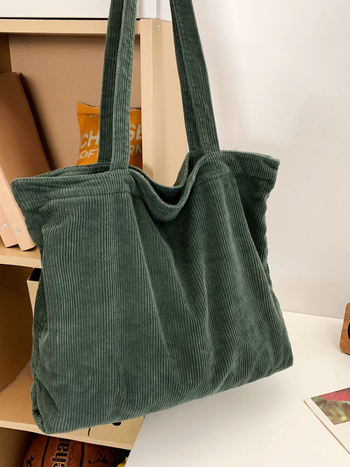 Ženska torba Velvet Corduroy Canvas – Otvoren dizajn, unutarnji laminirani džep, trodimenzionalan vanjski dio, meka tekstura, dvostruke naramenice