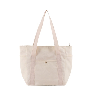 Vászon Tote táska munka és ingázáshoz, sokoldalú válltáska diákoknak könyvek szállításához, cipzáras táska (Anyag: vászon; Stílus: válltáska; Logó nyomtatás: igen; Nyomtatási módszerek: szitanyomás / gépi nyomtatás / digitális nyomtatás / hőtranszfer; Test