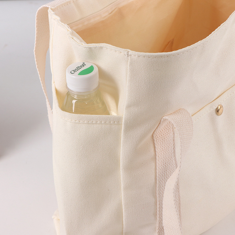 Vászon Tote táska munka és ingázáshoz, sokoldalú válltáska diákoknak könyvek szállításához, cipzáras táska (Anyag: vászon; Stílus: válltáska; Logó nyomtatás: igen; Nyomtatási módszerek: szitanyomás / gépi nyomtatás / digitális nyomtatás / hőtranszfer; Test