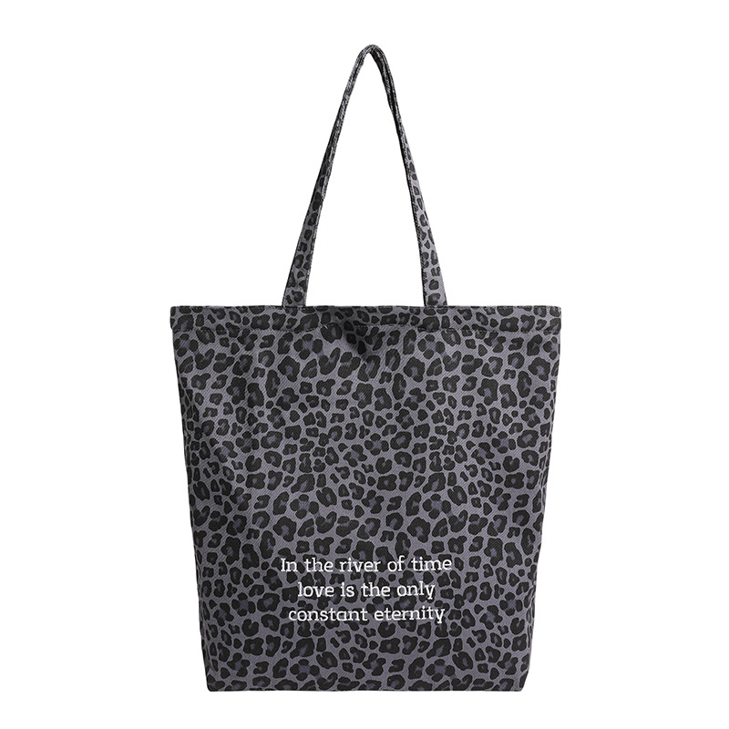 Torba Tote od platna s leopard printom, korejskog stila, zatvaračem i pretincom za telefon