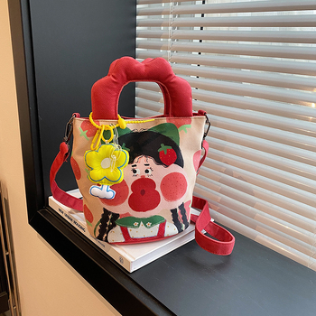Platnena torba tipa kanta s karikaturnim motivom, preko ramena i crossbody, za svakodnevnu upotrebu
