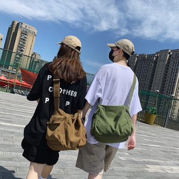 Geantă din pânză în stil Boston, crossbody cu fermoar, formă orizontală pătrată, buzunar pentru telefon