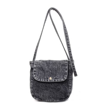Denim crossbody torba, ovalni oblik, s poklopcem, podstava od poliestera