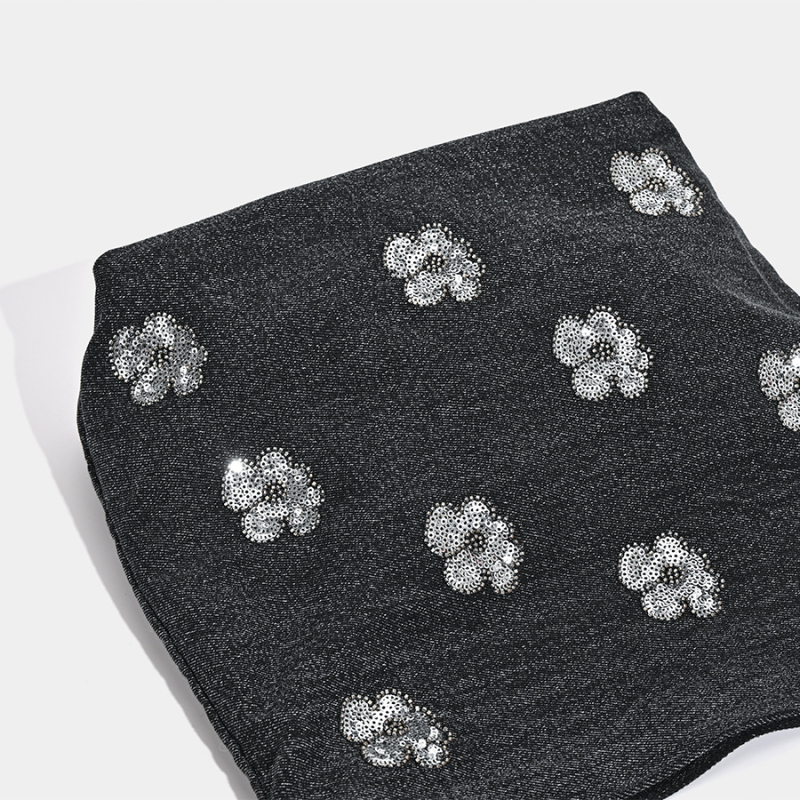 Denim bucket torba sa sequin ukrasom, magnetsko zatvaranje, platnena podstava, gradski stil