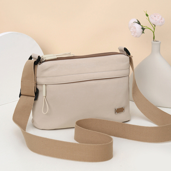 Najlonska crossbody torbica, urbani jednostavan stil, zatvarač, unutarnji pretinac s skrivenim zatvaračem, džep za telefon i ID, poliester podstava, jednoračna naramenica, Lan fulin, ljeto 2025