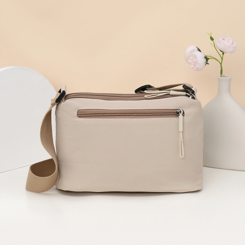 Najlonska crossbody torbica, urbani jednostavan stil, zatvarač, unutarnji pretinac s skrivenim zatvaračem, džep za telefon i ID, poliester podstava, jednoračna naramenica, Lan fulin, ljeto 2025