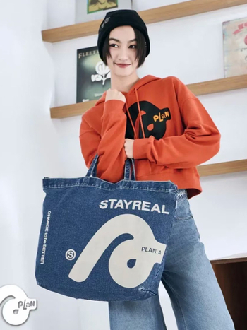 Ilier Geantă Denim pentru navetă - stilul stradal, fermoar, fără căptușeală, buzunar pentru telefon și carte de identitate