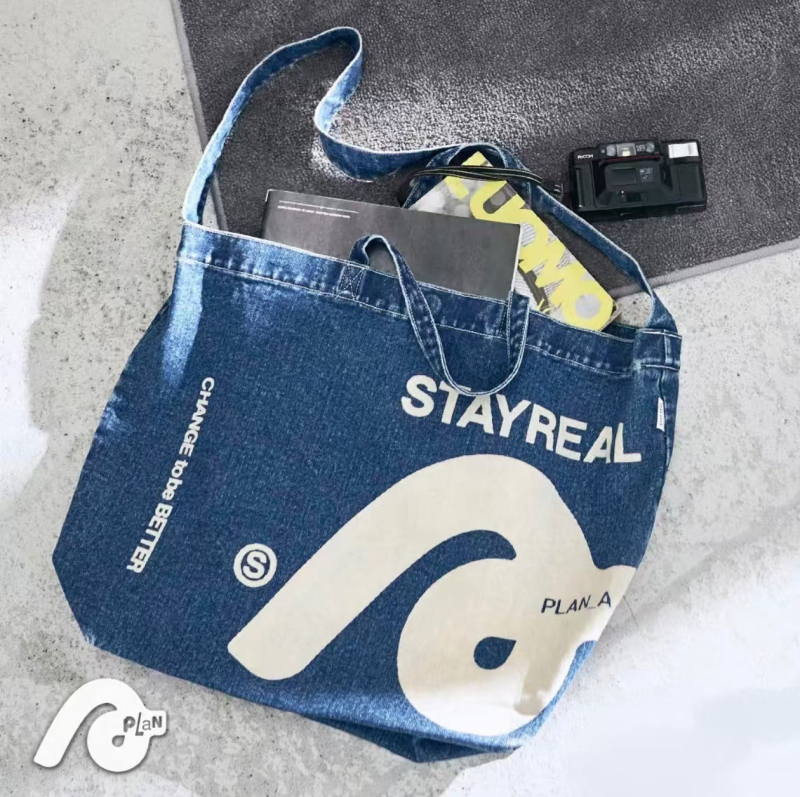 Ilier Geantă Denim pentru navetă - stilul stradal, fermoar, fără căptușeală, buzunar pentru telefon și carte de identitate