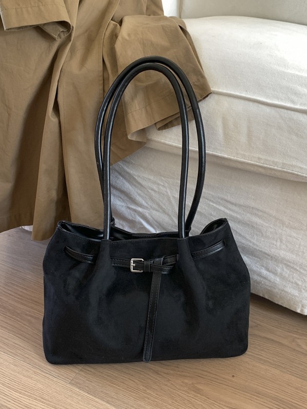 Geantă tote din PU pentru femei, formă orizontală pătrată, închidere magnetică, buzunare interne pentru telefon și documente, căptușeală din poliester