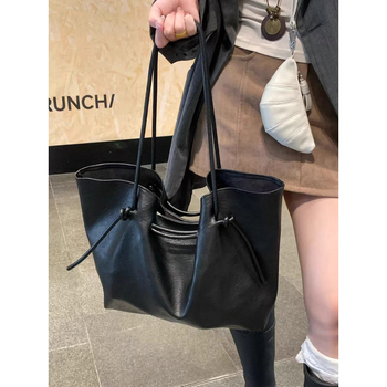 Geantă tote retro pentru femei, din piele PU, formă de găleată, curea de umăr simplă, închidere magnetică, căptușeală poliester