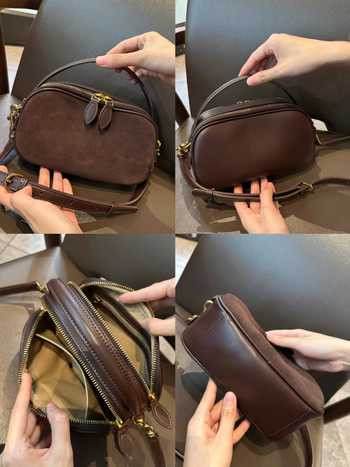 Ženska torba od prave kože, mat tekstura, mali kvadratni stil, horizontalni oblik, zatvaranje na zip