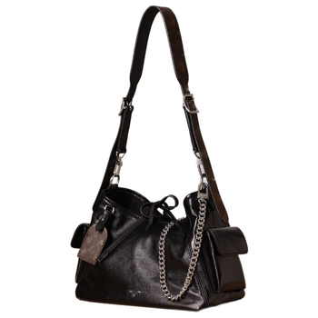 Kožna bucket crossbody torba s PU podlogom, laminiranim unutarnjim džepom na zip i dvostrukim kaiševima