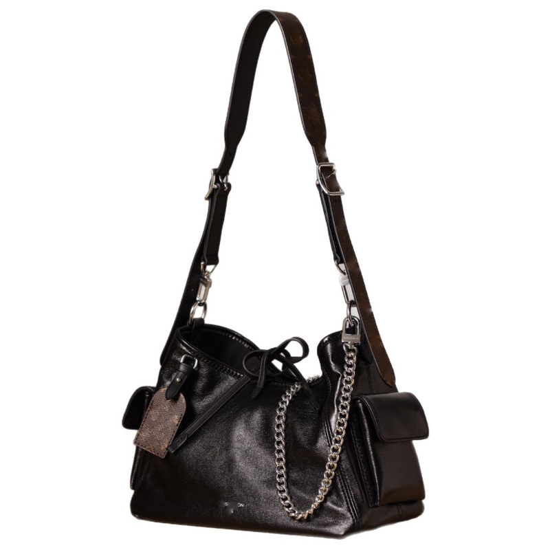 Kožna bucket crossbody torba s PU podlogom, laminiranim unutarnjim džepom na zip i dvostrukim kaiševima