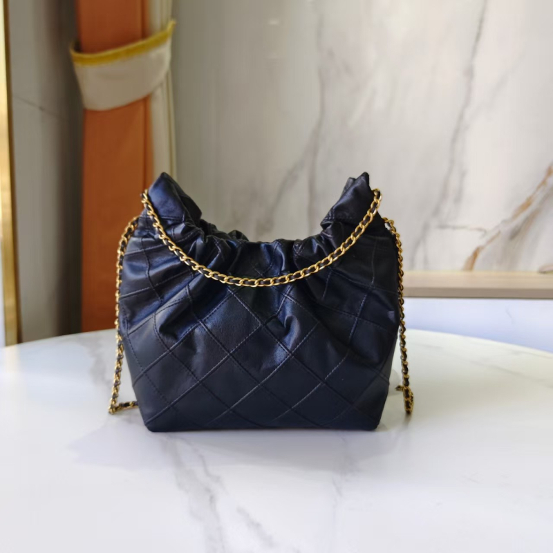Ženska torbica bucket od prave kože, crna lančana crossbody torba, podlaktna torba, 2025 novi model