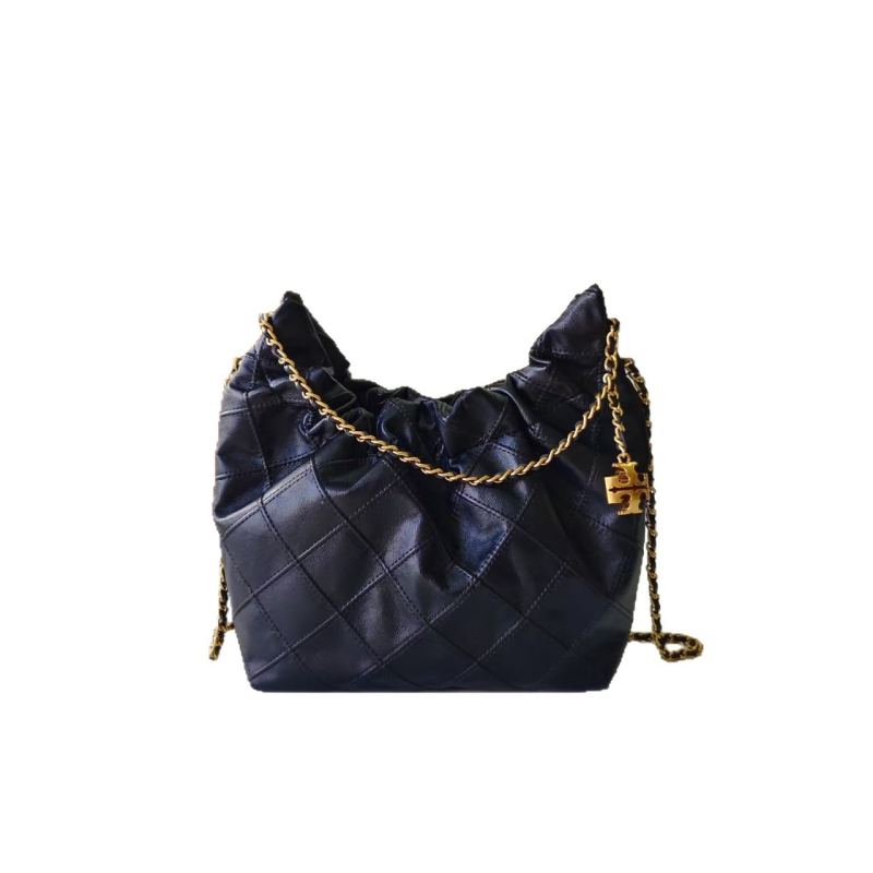 Ženska torbica bucket od prave kože, crna lančana crossbody torba, podlaktna torba, 2025 novi model
