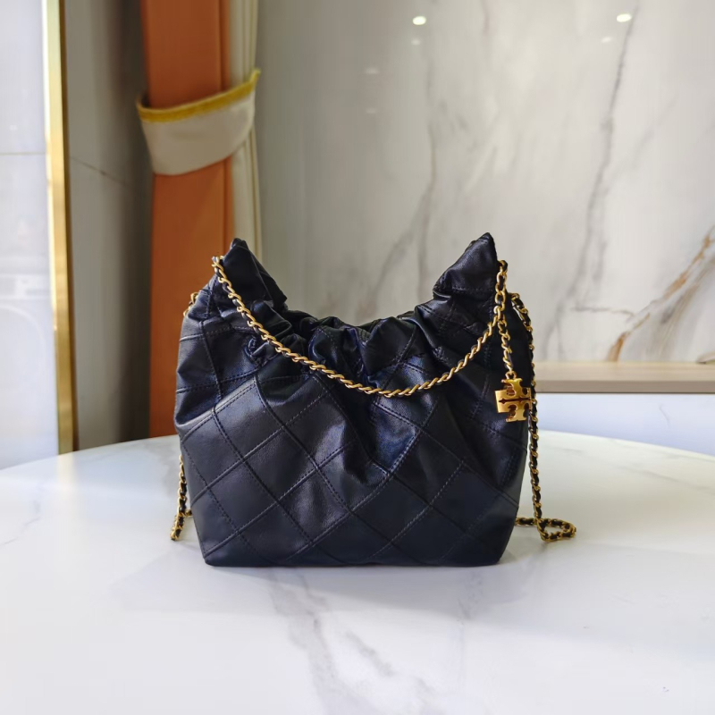 Ženska torbica bucket od prave kože, crna lančana crossbody torba, podlaktna torba, 2025 novi model
