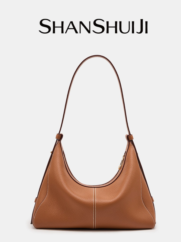 Shanshui Collection 2025 Hobo torba od prvog sloja kože, ženska torba za rame/crossbody, velika kapaciteta tote