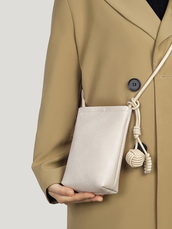 Geantă de telefon pentru femei din piele — stil urban simplu, primul strat de piele de vacă, formă bucket, compartiment pentru telefon în interior, căptușeală moale