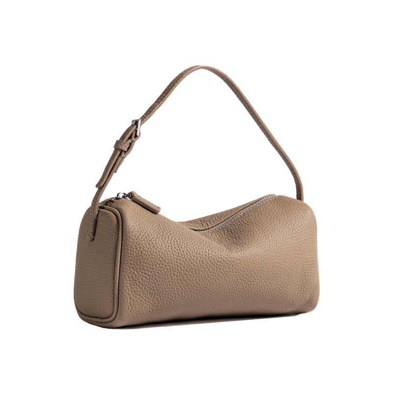 Prava koža cilindrična crossbody torba sa zatvaračem, uličnog stila, koža prvog sloja, unutarnje džepovi za zip, telefon i ID, podstava poliester-bavna, podesivi remen, Roewe