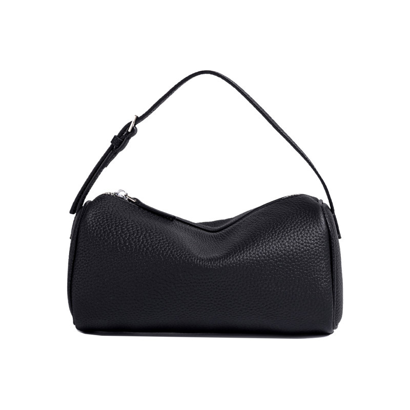 Prava koža cilindrična crossbody torba sa zatvaračem, uličnog stila, koža prvog sloja, unutarnje džepovi za zip, telefon i ID, podstava poliester-bavna, podesivi remen, Roewe