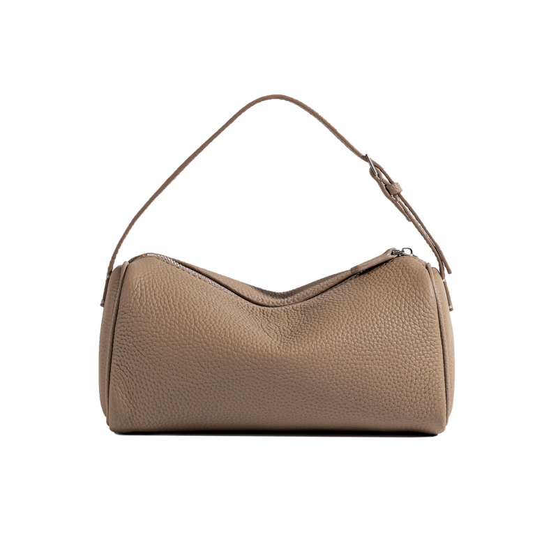 Prava koža cilindrična crossbody torba sa zatvaračem, uličnog stila, koža prvog sloja, unutarnje džepovi za zip, telefon i ID, podstava poliester-bavna, podesivi remen, Roewe