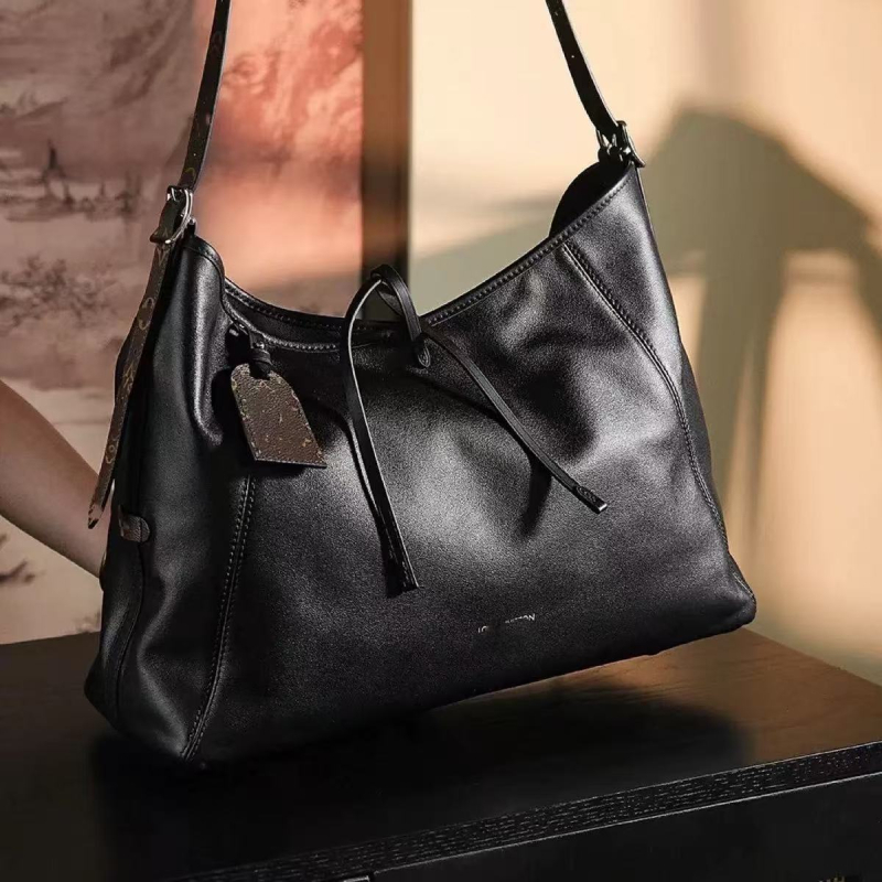 Tote torba od prave kože sa ovčjom kožom, horizontalni kvadratni oblik, magnetska kopča, unutarnji džep sa zipom, street fashion stil