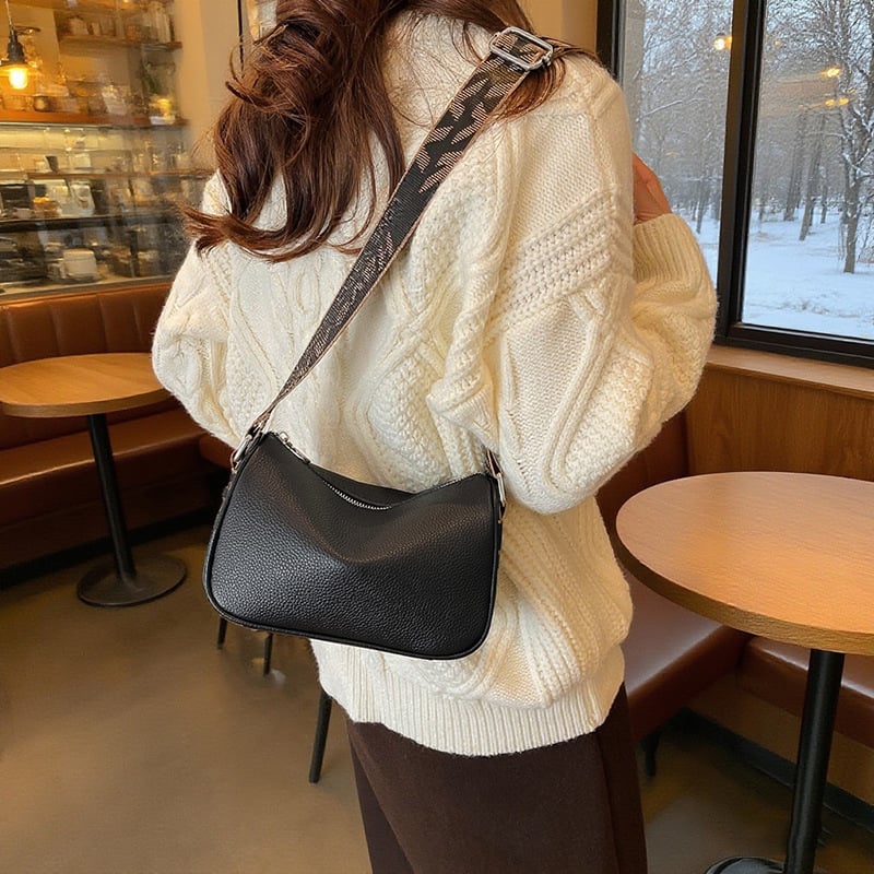 Moteriška pečių rankinė iš tikros odos, aukštos kokybės oda, pagalvėlės stiliaus rankinė, užtrauktukas uždarymas, vidinė kišenė su užtrauktuku, poliesterio pamušalas, nuimamas rankenos