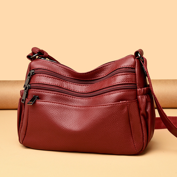Cross-body torba od prave kože (koža prvog sloja, zatvaranje na zip, horizontalni kvadratni oblik, unutarnji pretinci: džep s zipom, džep za telefon i ID)