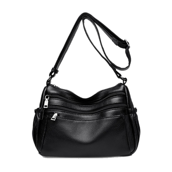 Cross-body torba od prave kože (koža prvog sloja, zatvaranje na zip, horizontalni kvadratni oblik, unutarnji pretinci: džep s zipom, džep za telefon i ID)