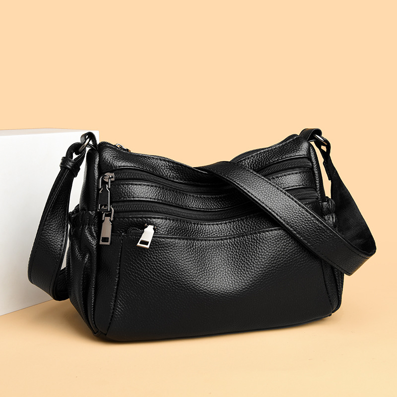 Cross-body torba od prave kože (koža prvog sloja, zatvaranje na zip, horizontalni kvadratni oblik, unutarnji pretinci: džep s zipom, džep za telefon i ID)