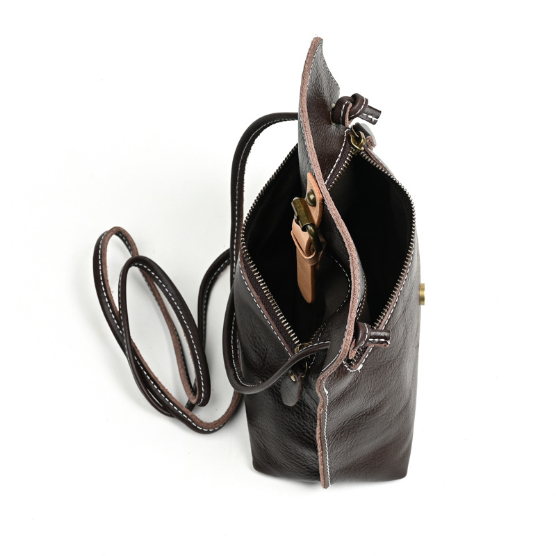 Ručna izrada ženska torba od prave kože, gornji sloj teleće kože, stil Saddle Bag, podstava od najlona, zip zatvarač
