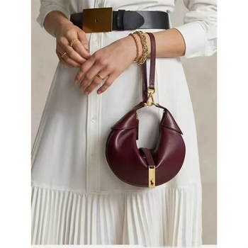 Geantă din piele naturală, formă semilună-sadelă, unisex, închidere cu fermoar, căptușeală poliester