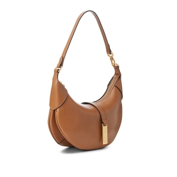 Geantă din piele naturală, formă semilună-sadelă, unisex, închidere cu fermoar, căptușeală poliester